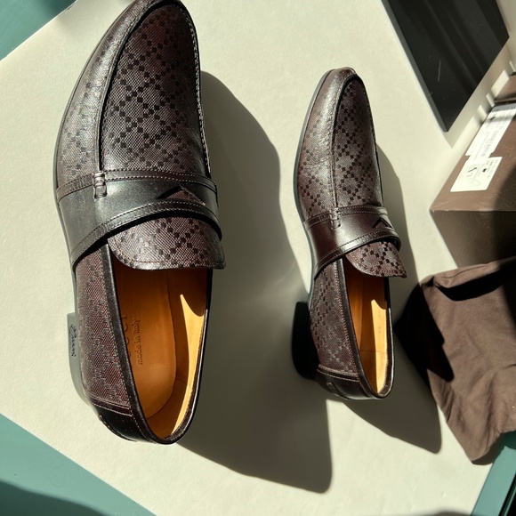 Gucci ”Lux Diamonte” Monogram Leather Loafers. Cocoa Brown. Men’s US Size 9 - Picture 3 of 11
